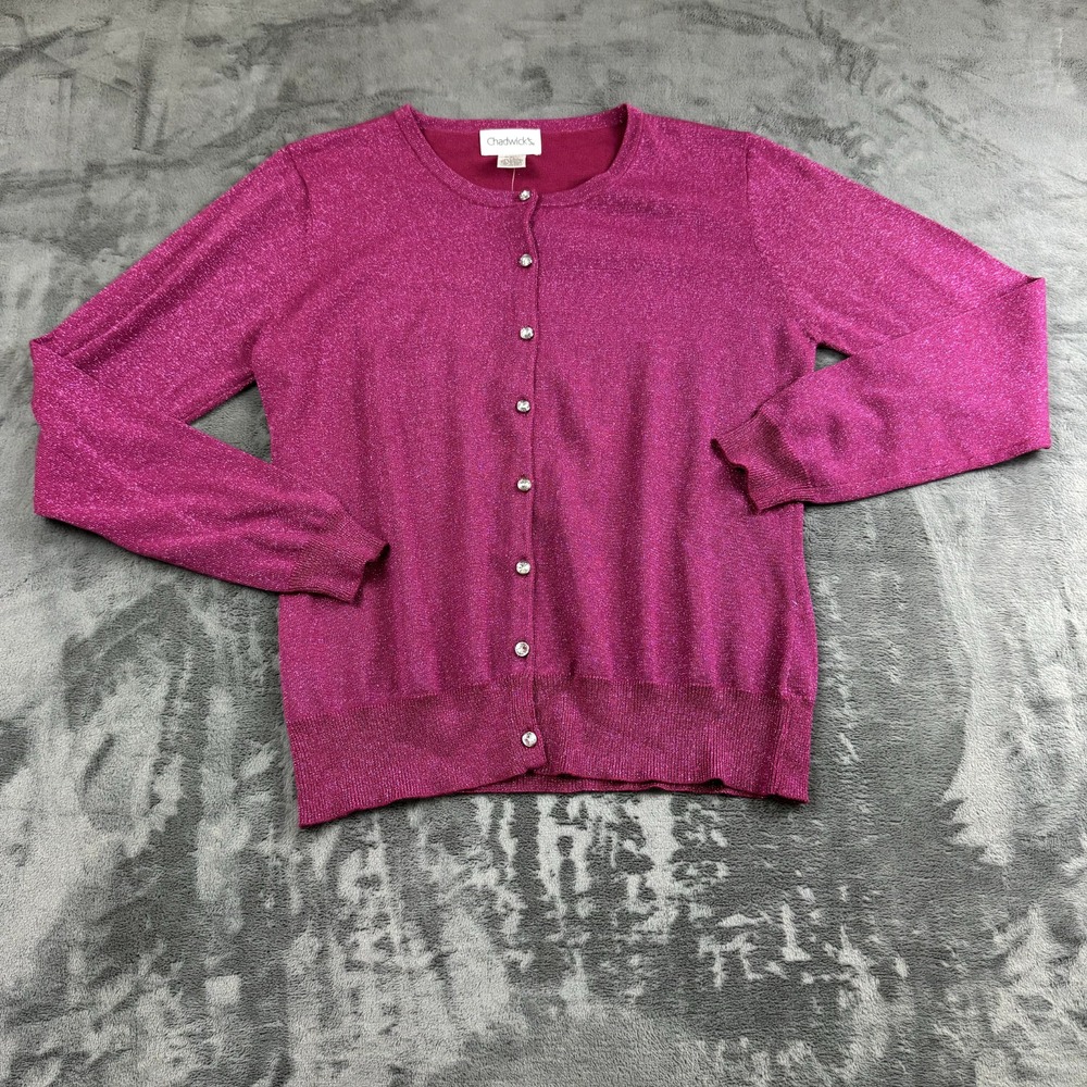 Vintage Chadwicks Womens Sweater Size‎ Large Button Up Retro Grannycore Silk NEW